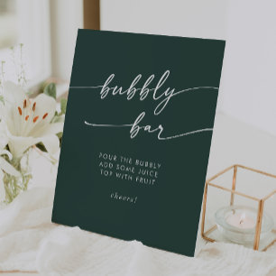 Boho Chic Emerald Green Bubbly Bar Wedding Sockelschild