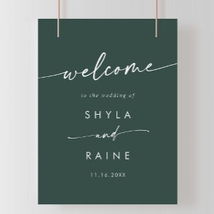Boho Chic Emerald Green DIY Wedding Welcome Sign Poster