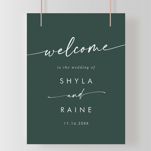 Boho Chic Emerald Green DIY Wedding Welcome Sign Poster (Von Creator hochgeladen)