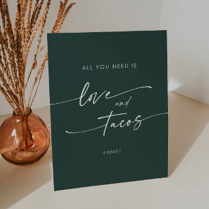 Boho Chic Emerald Green Liebe Taco Bar Wedding Sockelschild