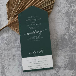 Boho Chic Emerald Green Meal Choice UAWG Wedding All In One Einladung