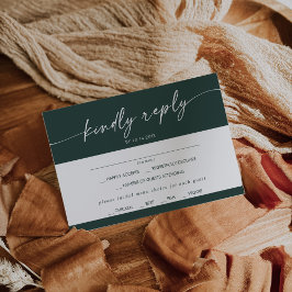 Boho Chic Emerald Green Menü Auswahl RSVP Karte