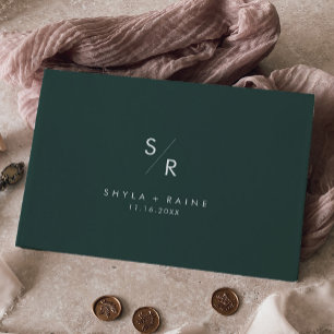 Boho Chic Emerald Green Monogram Wedding Gästebuch