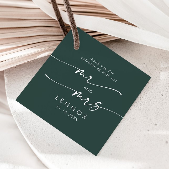 Boho Chic Emerald Green Mr. und Mrs. Wedding Geschenkanhänger (Von Creator hochgeladen)