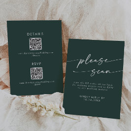 Boho Chic Emerald Green QR-Code Details RSVP Karte