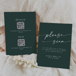 Boho Chic Emerald Green QR-Code Details RSVP Karte