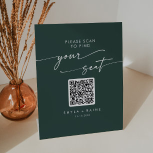 Boho Chic Emerald Green Seekarte QR Code Sockelschild