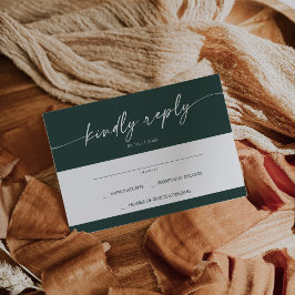 Boho Chic Emerald Green Simple Wedding RSVP Karte