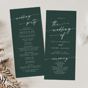 Boho Chic Emerald Green Tea Length Wedding Programm