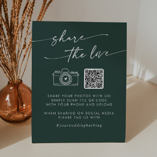 Boho Chic Emerald Green Teilen Sie die Liebe QR-Co Sockelschild