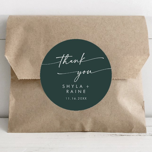 Boho Chic Emerald Green Vielen Dank Gastgeschenk H Runder Aufkleber (Von Creator hochgeladen)