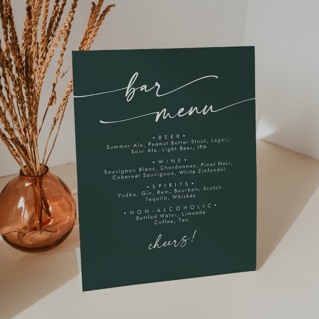 Boho Chic Emerald Green Wedding Bar Sockelschild (Von Creator hochgeladen)