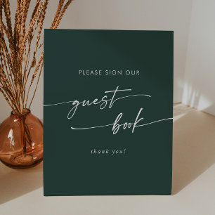 Boho Chic Emerald Green Wedding Guest Book Sockelschild