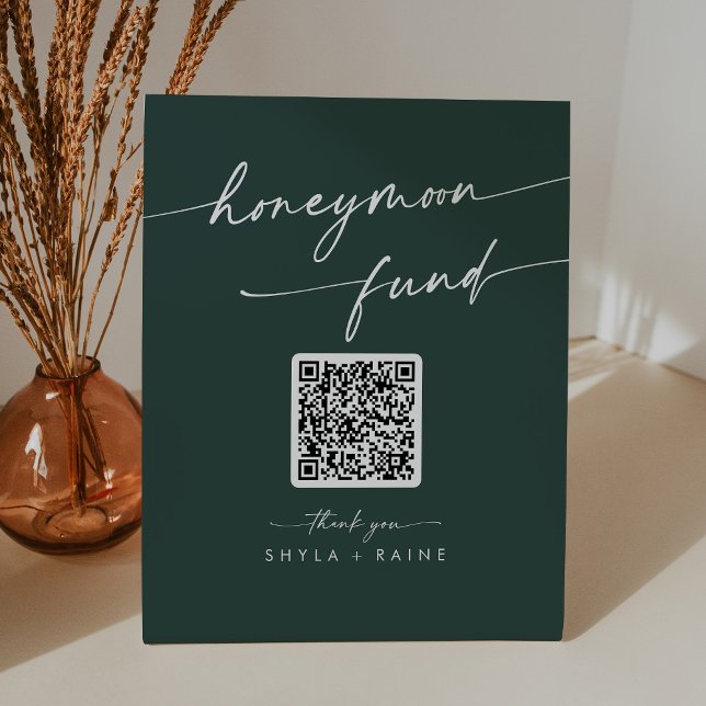 Boho Chic Emerald Green Wedding Honeymoon Fund Sockelschild (Von Creator hochgeladen)