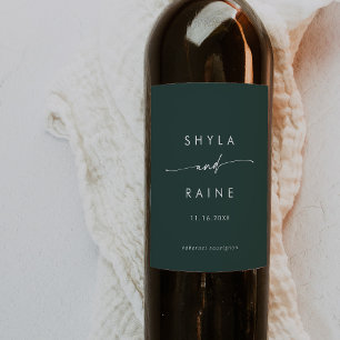 Boho Chic Emerald Green Wedding Wine Labels Weinetikett