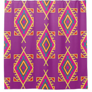 Boho Chic: Ethnisches nahtloses Ornament Duschvorhang