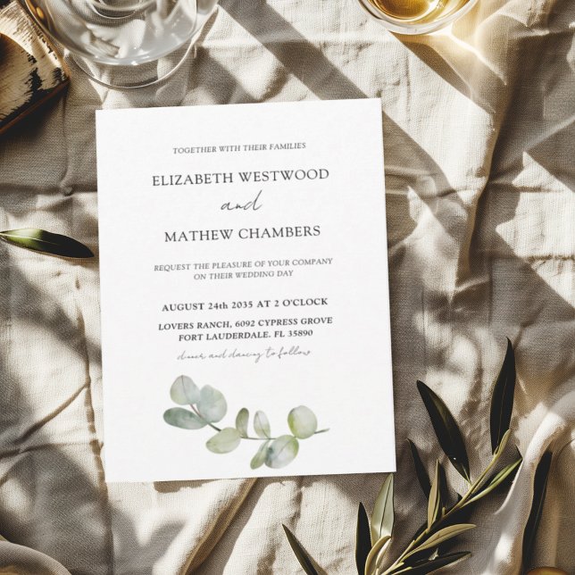 Boho Chic Eucalyptus Greenery Sage Wedding Einladung (Von Creator hochgeladen)