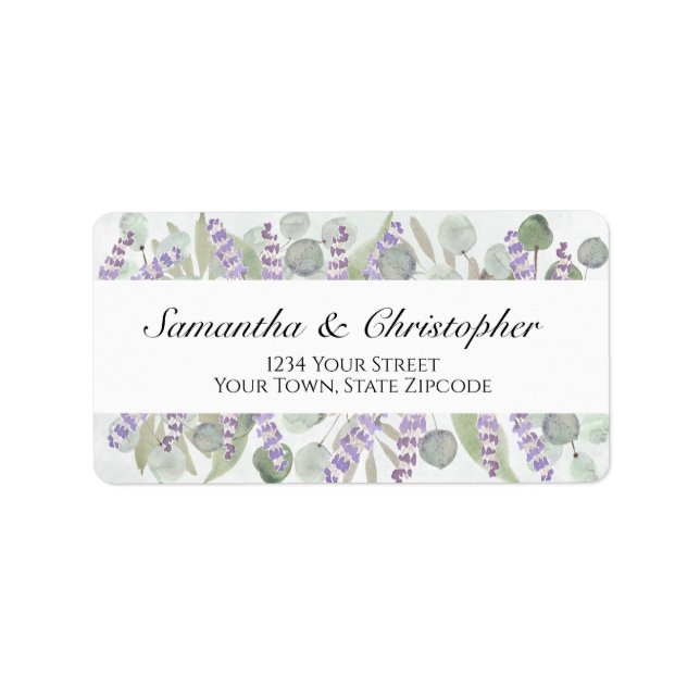 Boho Chic Eucalyptus & Lavender Wedding Address Adressaufkleber (Vorne)