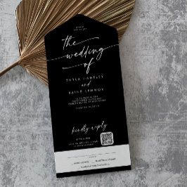Boho Chic FARBE EDITABLE QR Code Mail bei Hochzeit All In One Einladung