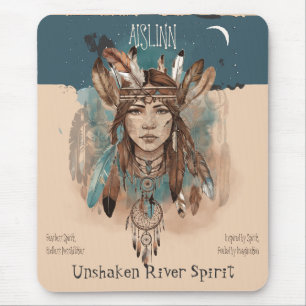 Boho Chic Fearless Girl Kunstwerk mit Linealrand Mousepad