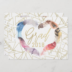 Boho Chic Feather Herzerstufung Einladungen