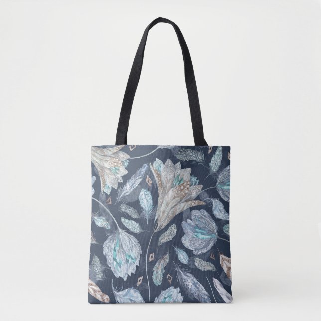 Boho Chic Feathers Blume: Watercolor Dark Blue P (Vorderseite)