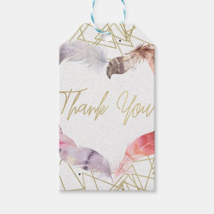 Boho Chic Feder Herz Glamour Personalisierte Party Geschenkanhänger