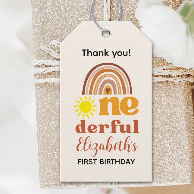 Boho Chic First Birthday Bash for One-derful  Geschenkanhänger (Von Creator hochgeladen)