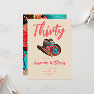 Boho Chic Floral 30. Geburtstag Einladung