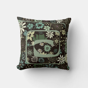 Boho Chic Floral Abstrakt Snake Sage Green Kissen