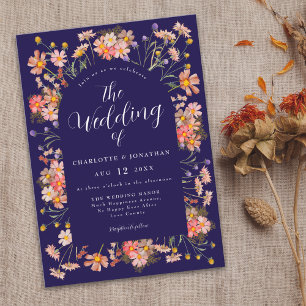 Boho Chic Floral Arch Hochzeit im Herbst Einladung