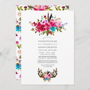 Boho Chic Floral Celebration of Life Einladung