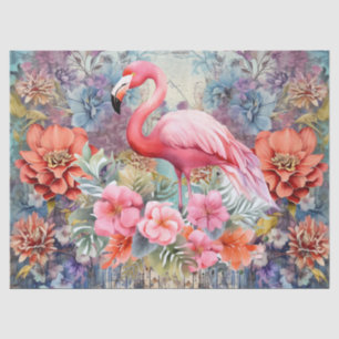 Boho-Chic-Floral-Flamingo-Decoupage-Seidenpapier Seidenpapier