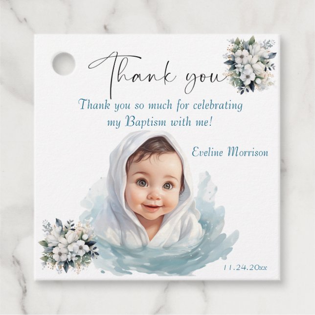 Boho Chic Floral Girls Taufe Geschenkanhänger (Vorderseite)