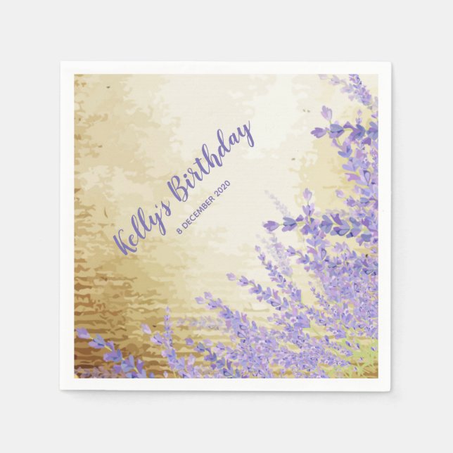 boho chic floral, lavening, Cocktail Paper Napkins Serviette (Vorderseite)