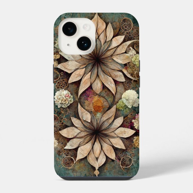 Boho chic floral mandala iPhone Fall Hülle (Rückseite)