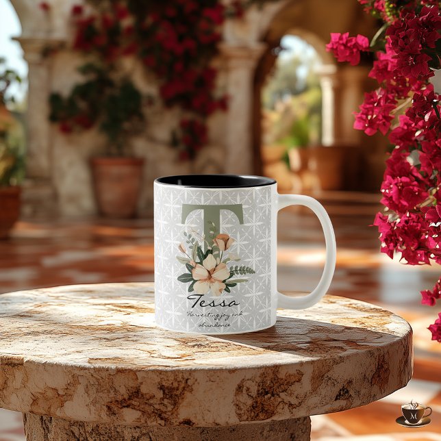 Boho Chic Floral Monogram Tasse - Tessa (Von Creator hochgeladen)