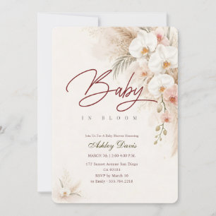 Boho Chic Floral Orchid Baby in Bloom Babyparty Einladung