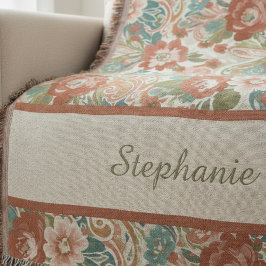 Boho Chic Floral Paisley Pattern Throw Blanket Decke