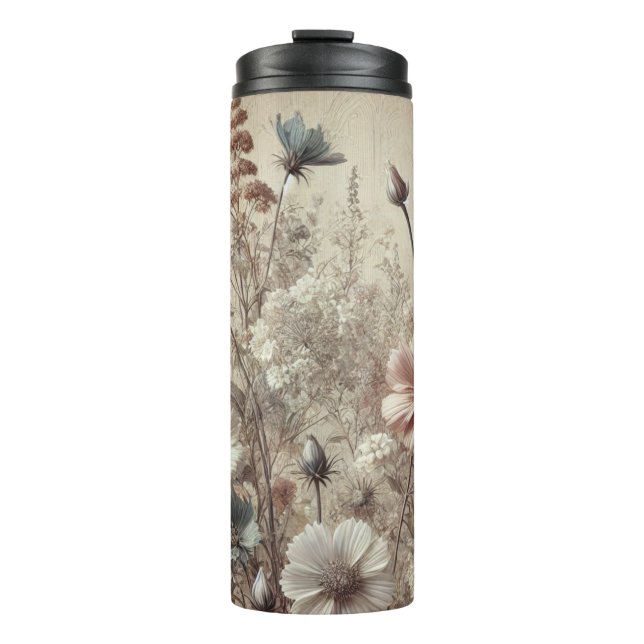 Boho Chic Floral Thermal Tumbler - Elegant & Natur Thermosbecher (Vorderseite)