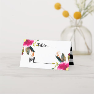 Boho Chic Floral Tischnummer Platzkarte