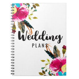 Boho Chic Floral Watercolor Hochzeitsplaner Notizblock