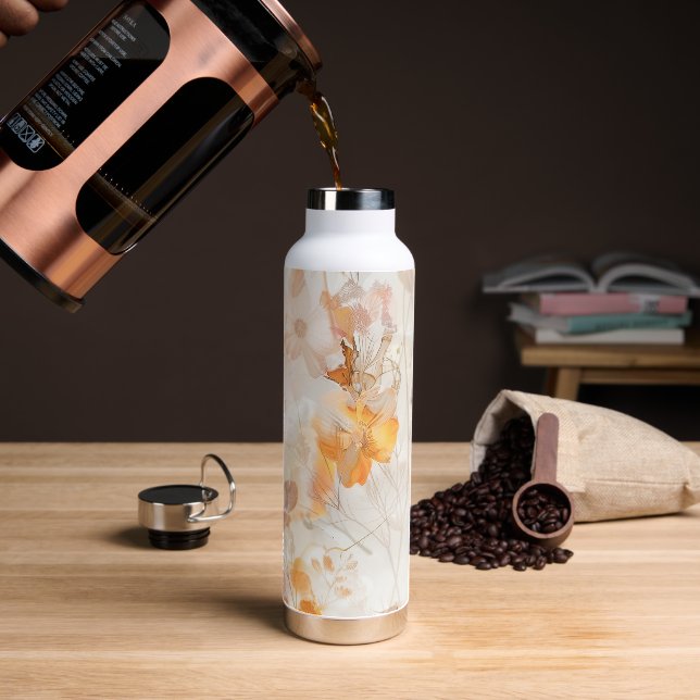 Boho Chic Floral Watercolor Trinkflasche (Kaffee)