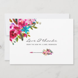 Boho Chic Floral Wedding Dankeskarte