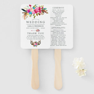 Boho Chic Floral Wedding Program Watercolor Fächer