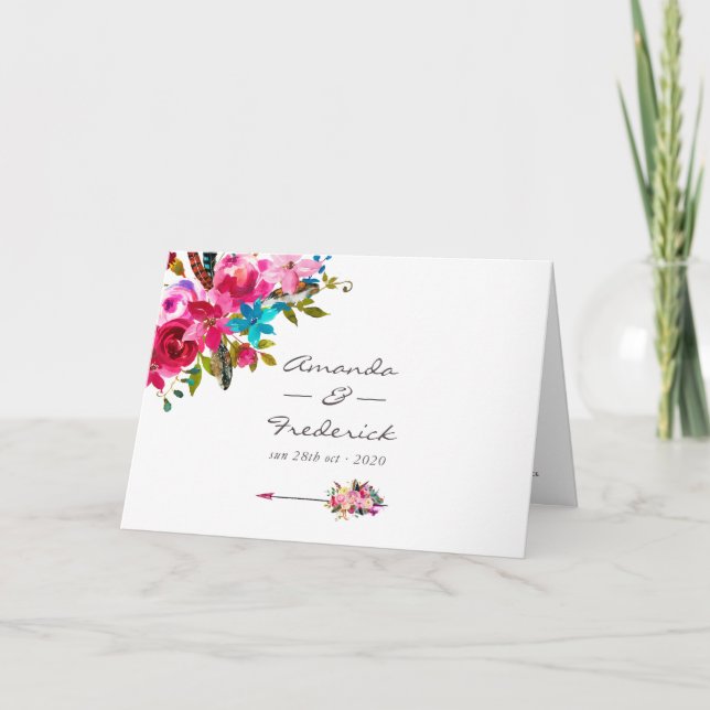 Boho Chic Floral Wedding Programm (Vorderseite)