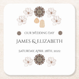 Boho Chic Floral Wedding Rechteckiger Pappuntersetzer