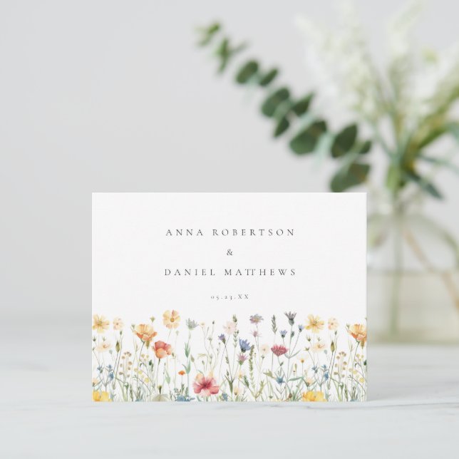 Boho Chic Florale Hochzeit RSVP Postkarte (Stehend Vorderseite)