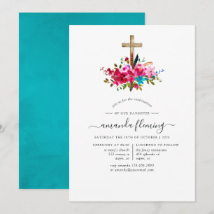 Boho Chic Florale Konfirmation Einladung