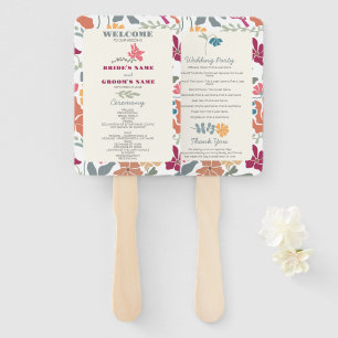 Boho Chic Florales Retro-Hochzeitsprogramm aus der Fächer